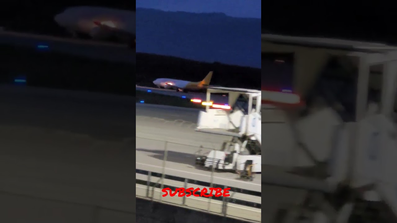 DHL Cargo Air Take off in the Night 20.00 on 05.09.2022. Geneva  Switzerland