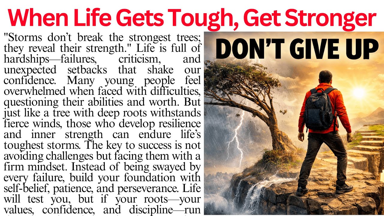 Never Give Up In Life | How to Stay Strong During Hard Times | Reading Comprehension Passage