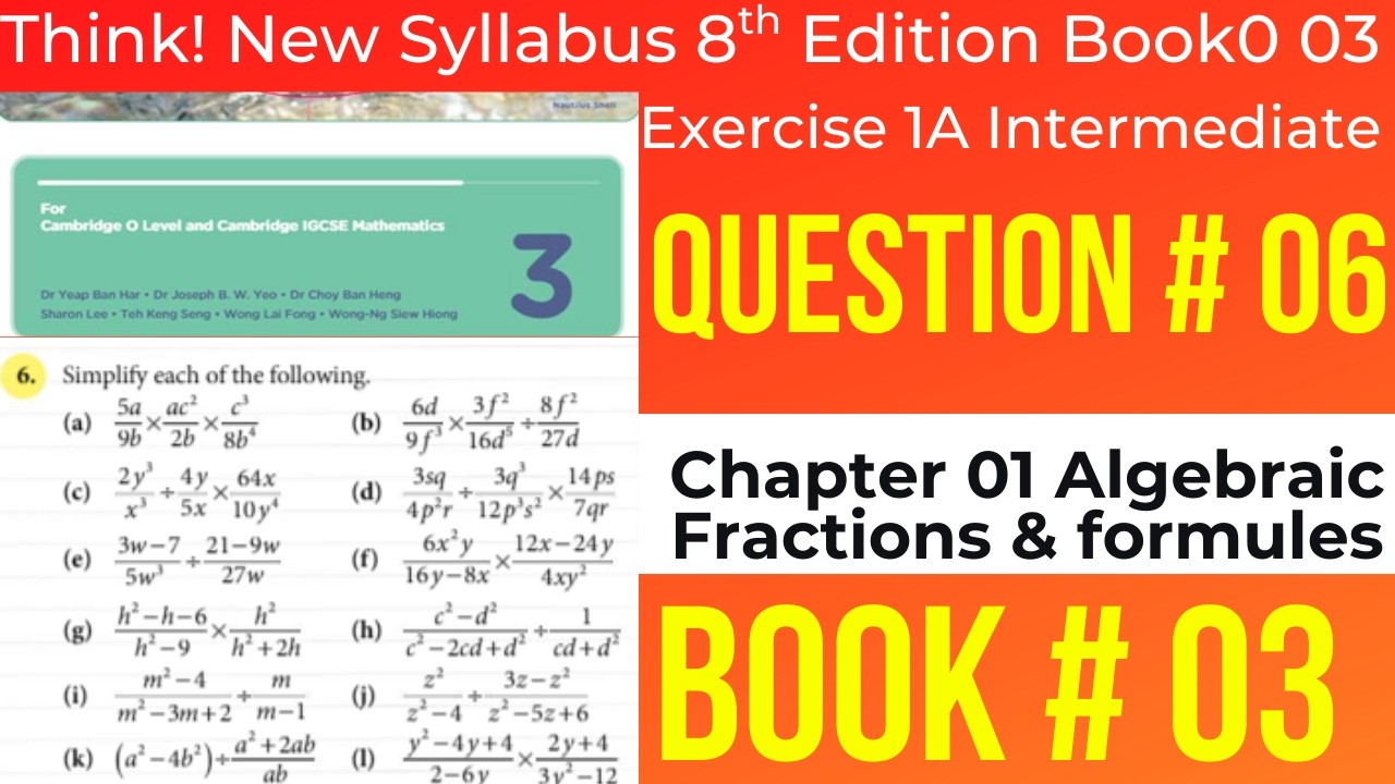 ThinK New Syllabus 8th Edition Ex 1A Q6 Intermediate Level | Chapter 1 |Book 03|