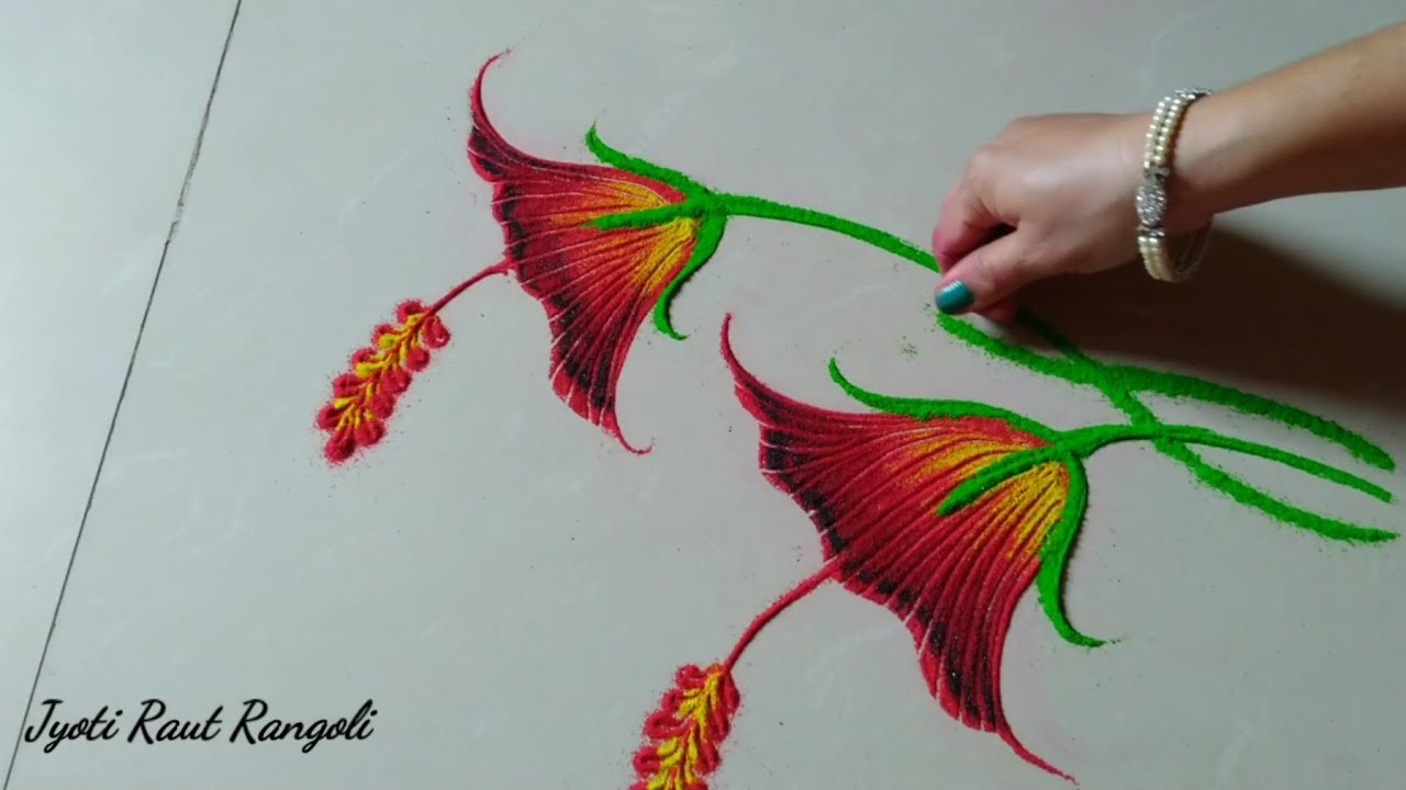 सुंदर, आकर्षक आणि चटकदार फुलांचे डिझाईन beautiful flowers rangoli design by Jyoti Raut