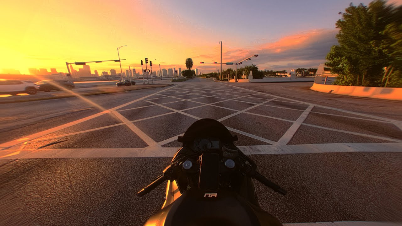 Miami Afternoon Bike Ride Kawasaki Ninja ZX6R (Pure Sound No Music)