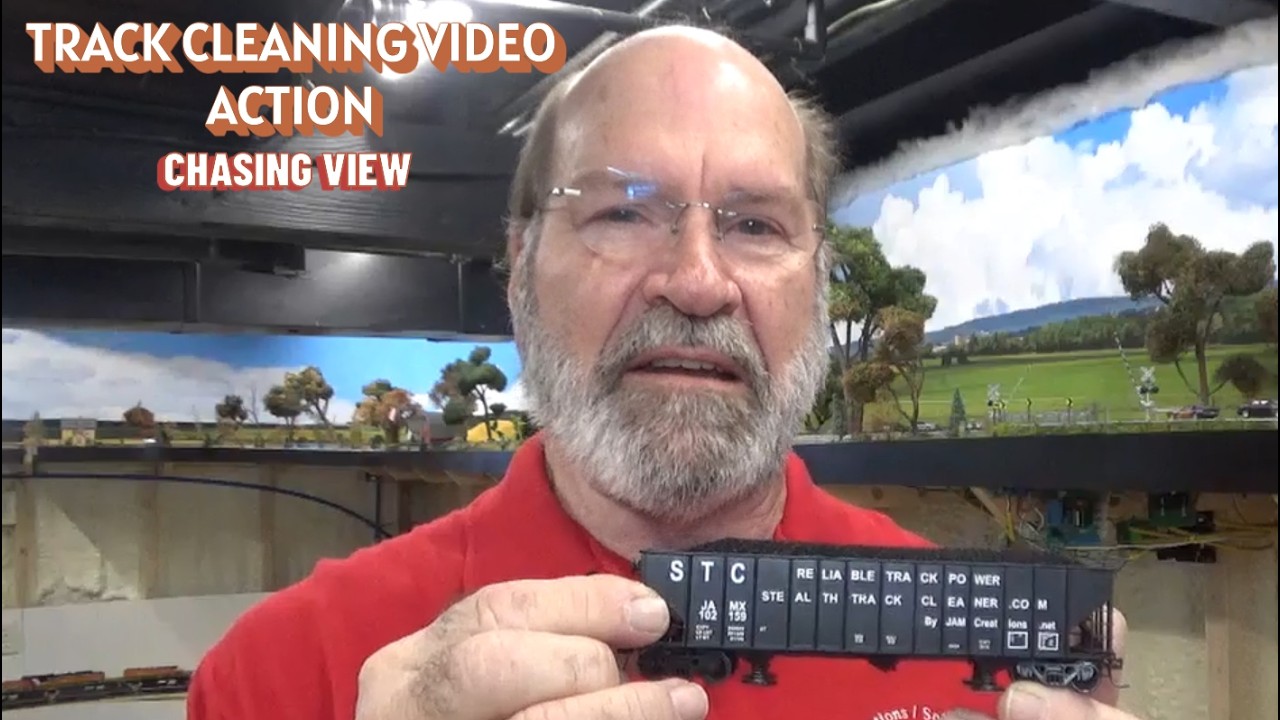 CHASE VIDEO IN 4K OF THE 100 TON  STEALTH TRACK CLEANER #train #trackcleaner  #modelrailroad