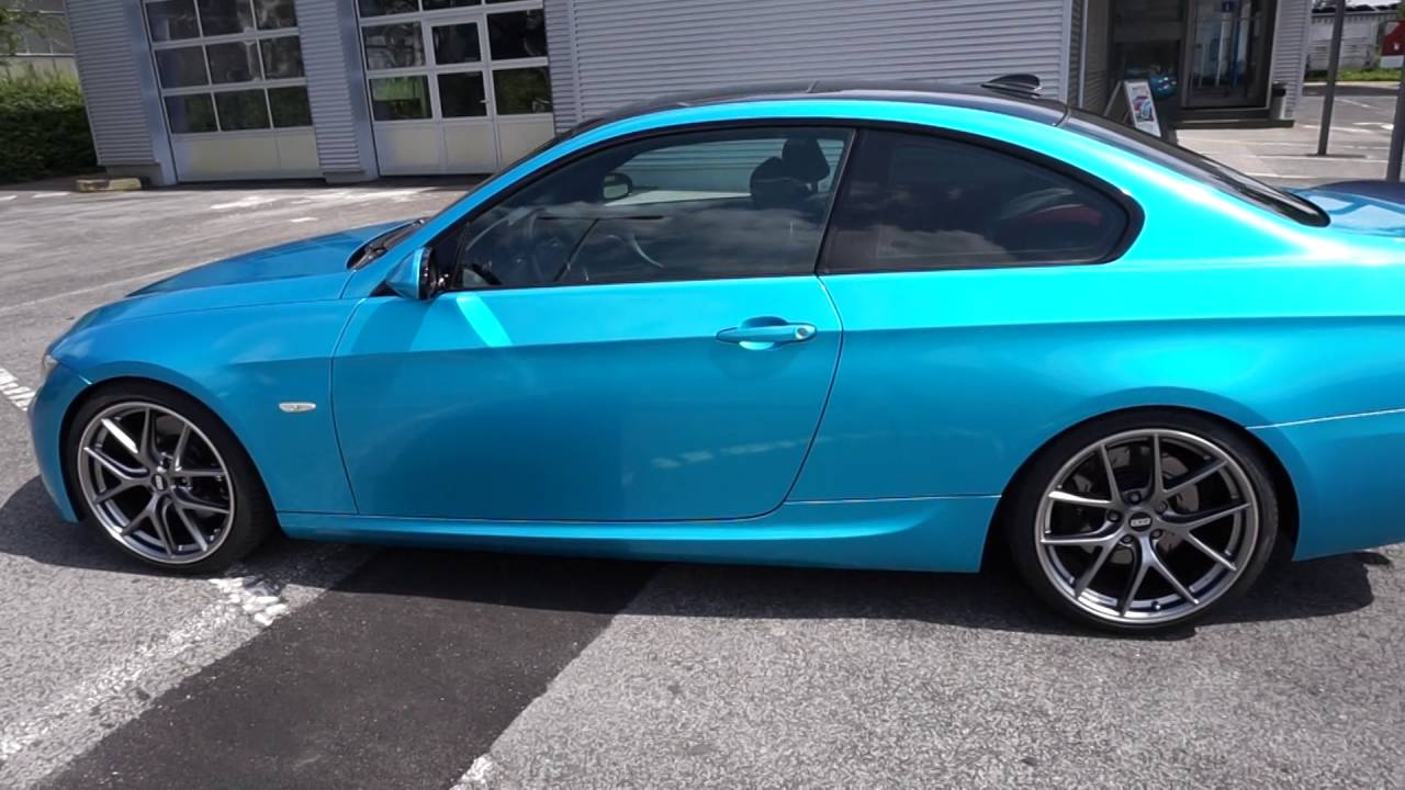 BBS CI-R Platinum Silver on BMW E92 335i 3M Gloss Atlantis Blue G327 Bilstein B12 Pro KIT H&R