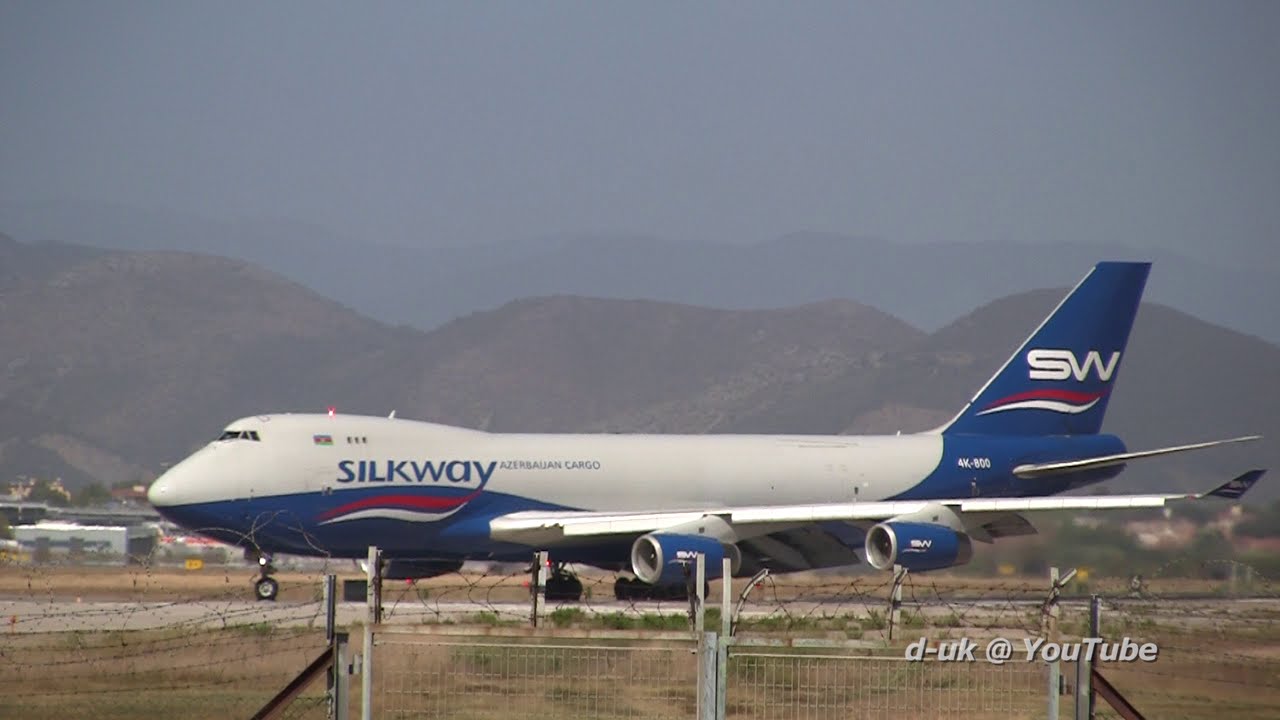Rare SilkWay 747 Crosswind Approach and Landing on runway 22L @ PSA - A Jumbo from the Silk Way!