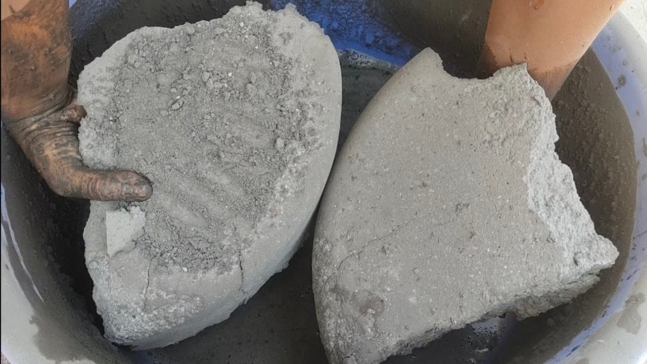 For the first time Black Pure cement snapy chunks soft dusty shapes crumbling in water | SAASMR |