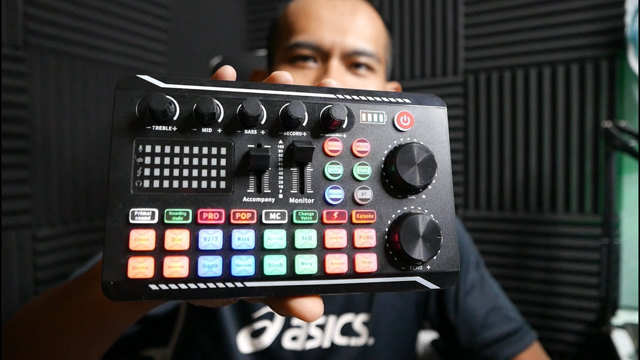 f998 soundcard dengan condenser BM800 dan dynamic mic Behringer XM8500