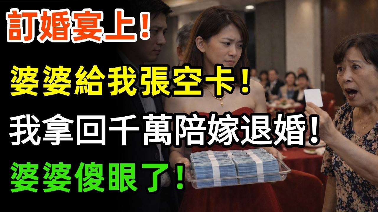 訂婚宴上！婆婆給我張空卡！我拿回千萬陪嫁退婚！婆婆傻眼了！#情感 #婆媳 #故事 #婚姻