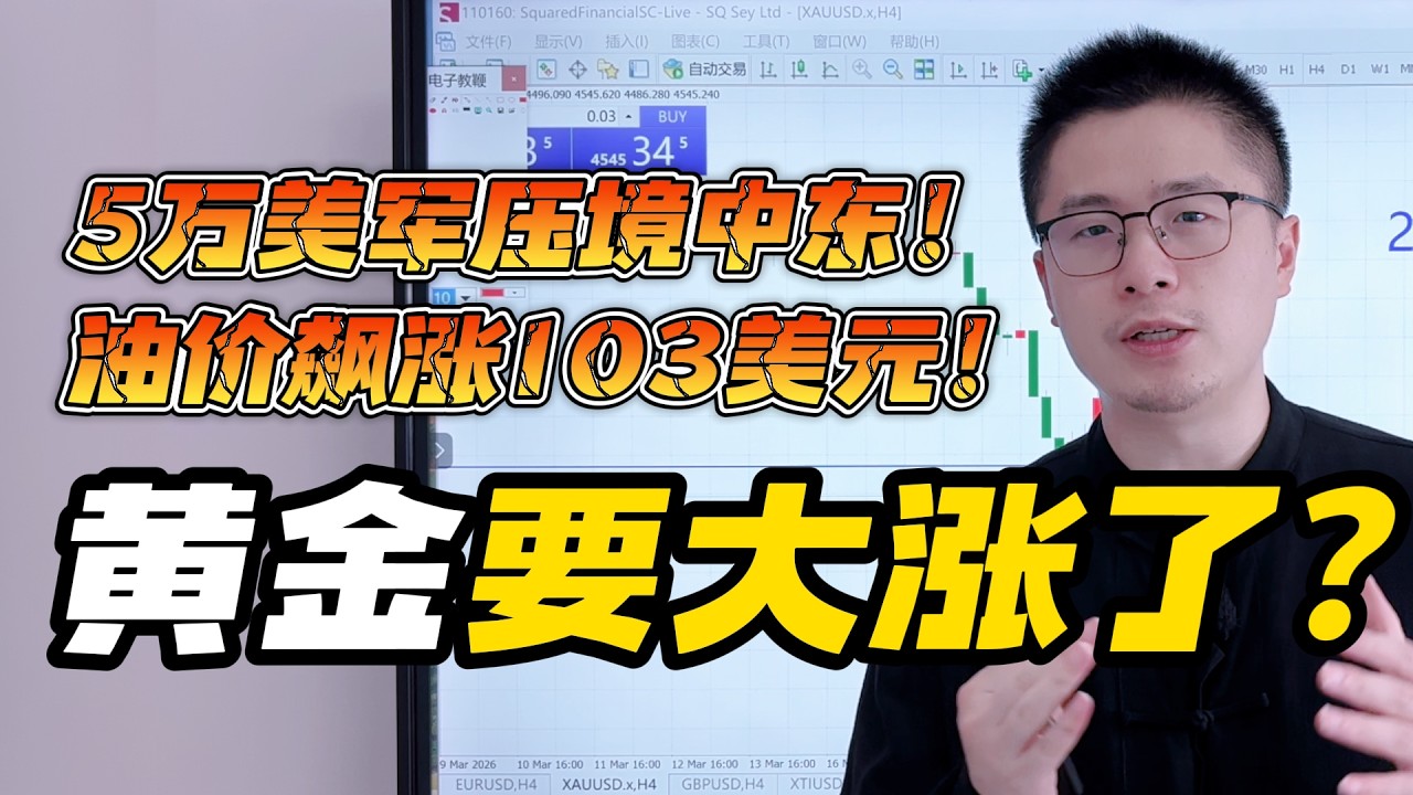黄金要大涨了？5万美军压境中东！油价开盘飙涨至103美元！本周3大超级数据公布！