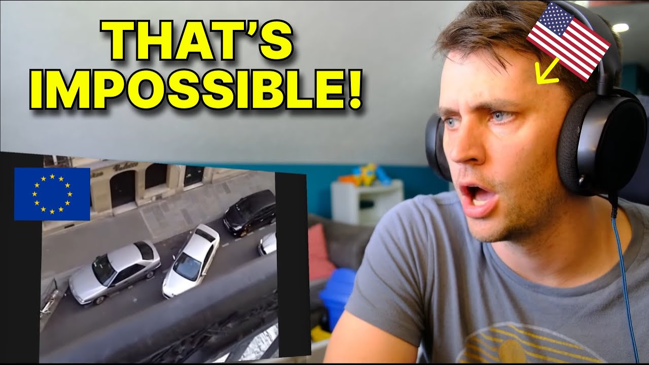 American reacts to INCREDIBLE European parallel parking