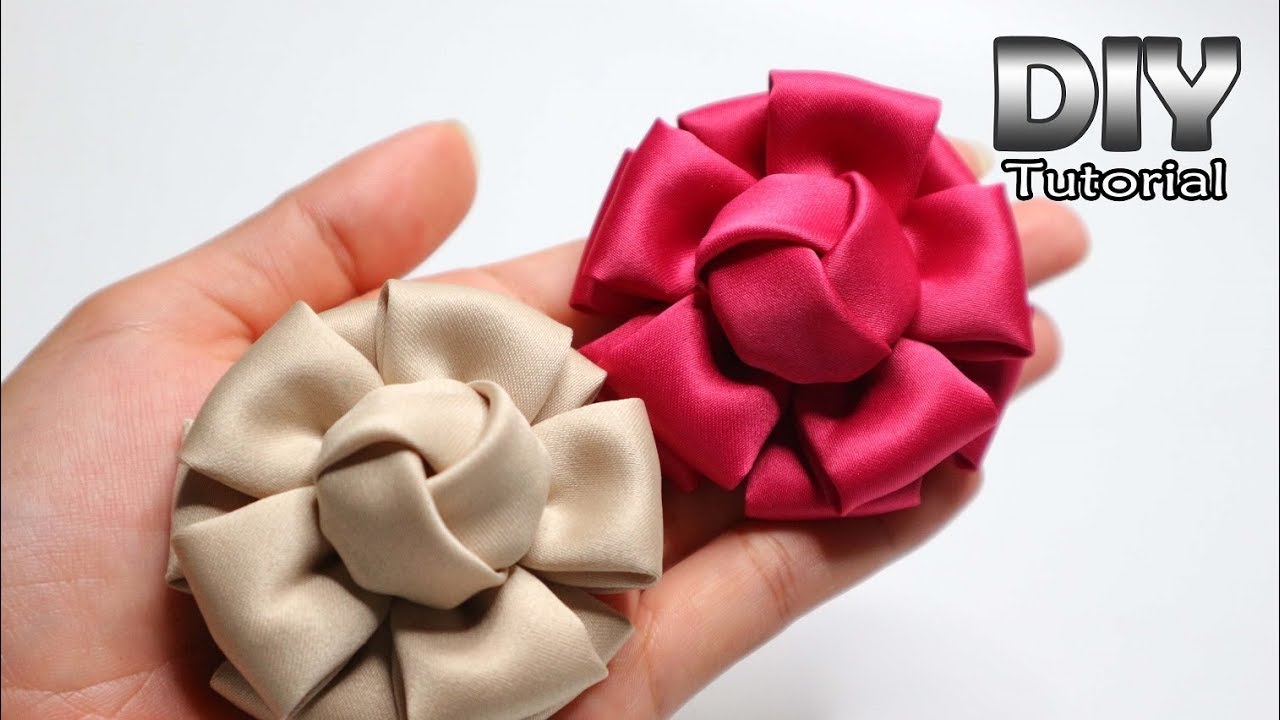 DIY - Tutorial Fabric Flower Satin Velvet | Bunga Hanna | Cara membuat bros bunga kain Patchwork