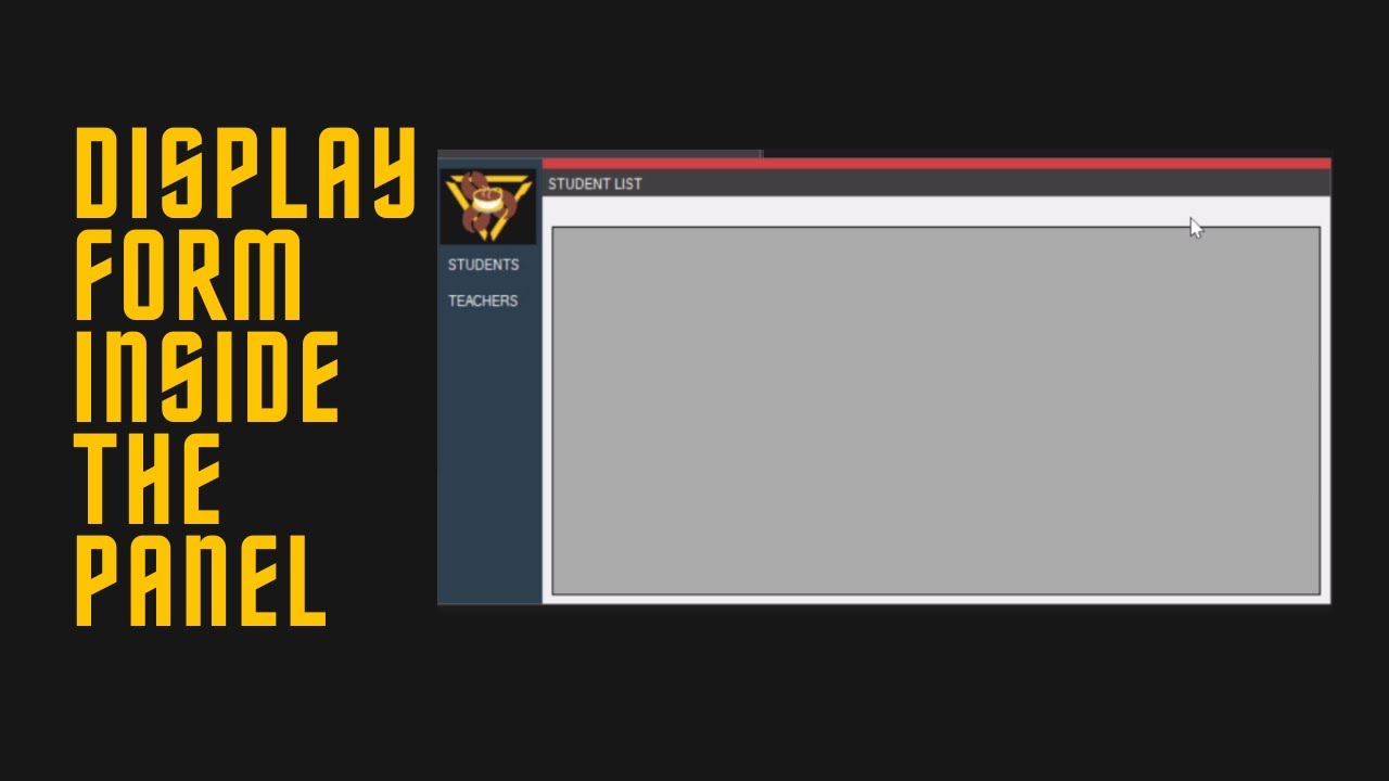HOW TO DISPLAY FORM INSIDE THE PANEL