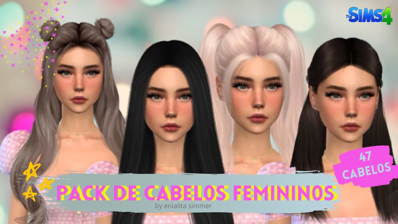 PACK 47 CABELOS FEMININOS!!! ESPECIAL 50 INSCRITOS (The Sims 4) | Enialita Simmer