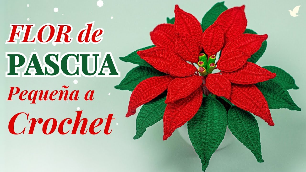 Flor Nochebuena Pequeña a Crochet 🎄 Tutorial Fácil - Paso a Paso 🧶