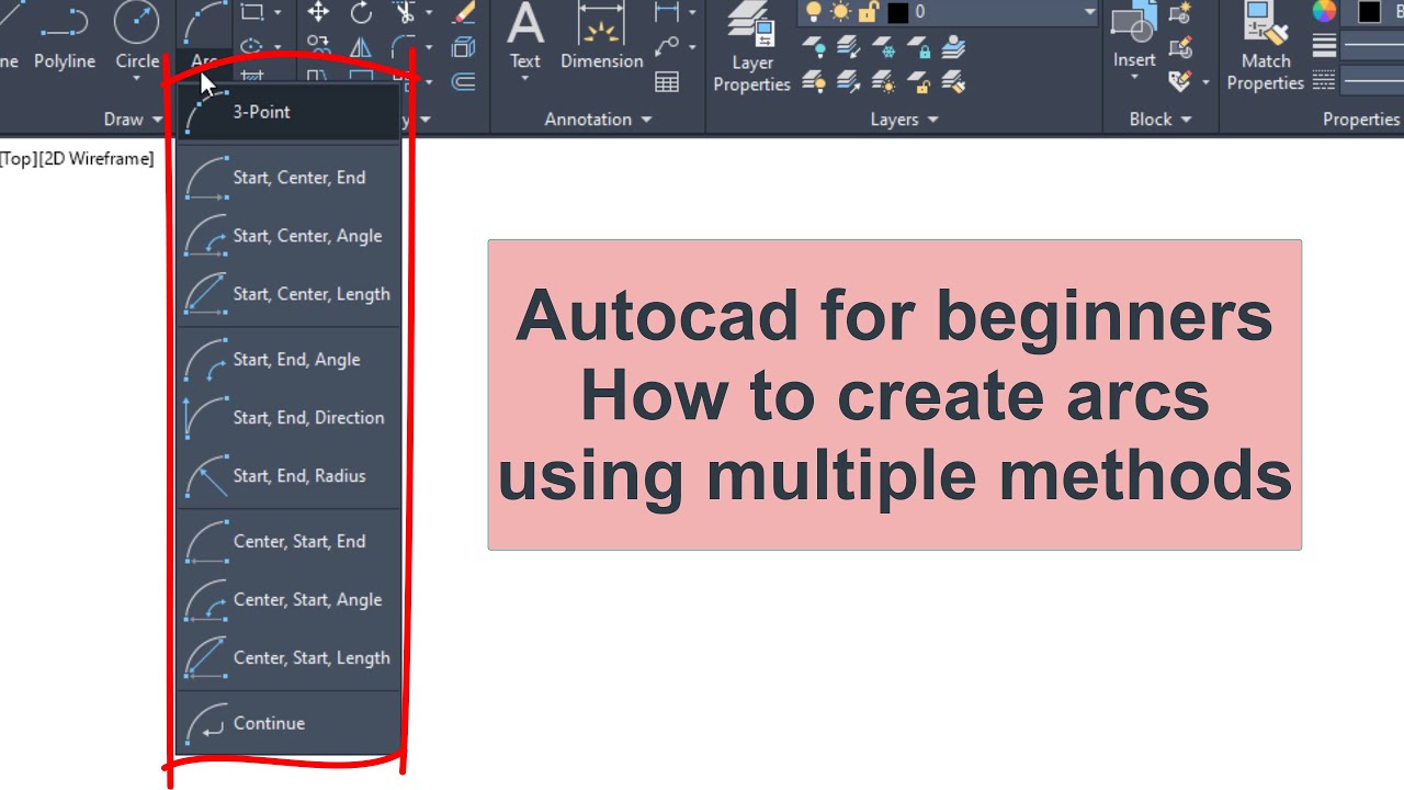 AutoCAD for Beginners  How to Create Arcs Using Multiple Methods