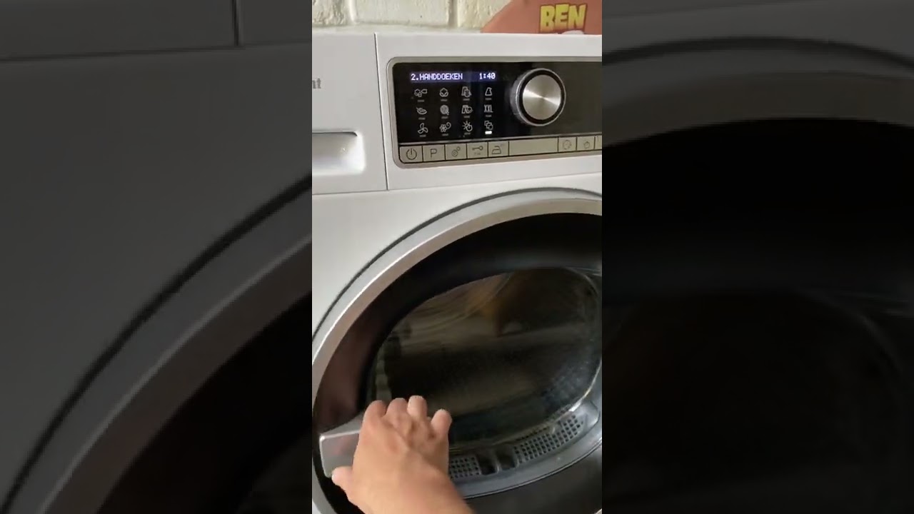 Turning on the new Bauknecht heat pump dryer to Towels cupboard dry
