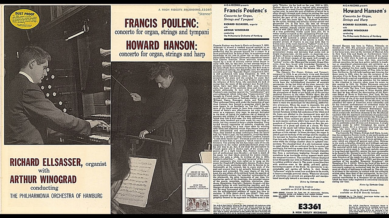 F. Poulenc: Concerto & H. Hanson: Concerto | Ellsasser, Philh.Staatsorch.Hamburg; Winograd | 1956|