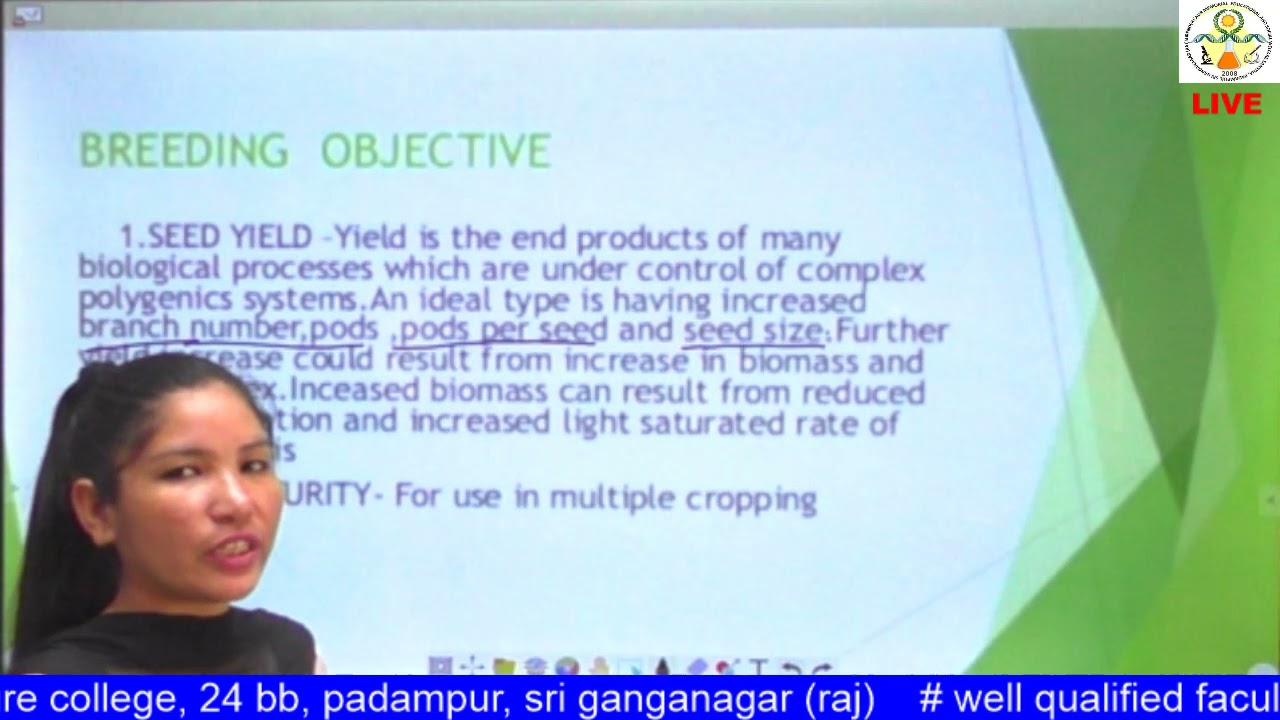GPB 321  Lecture 12 Mustard Breeding Method and Breeding Objective