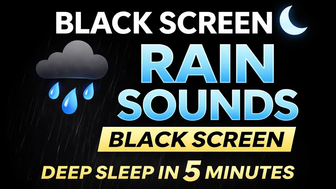 3 Hours of Gentle Rain 🌙 Black Screen for Calm & Focus
