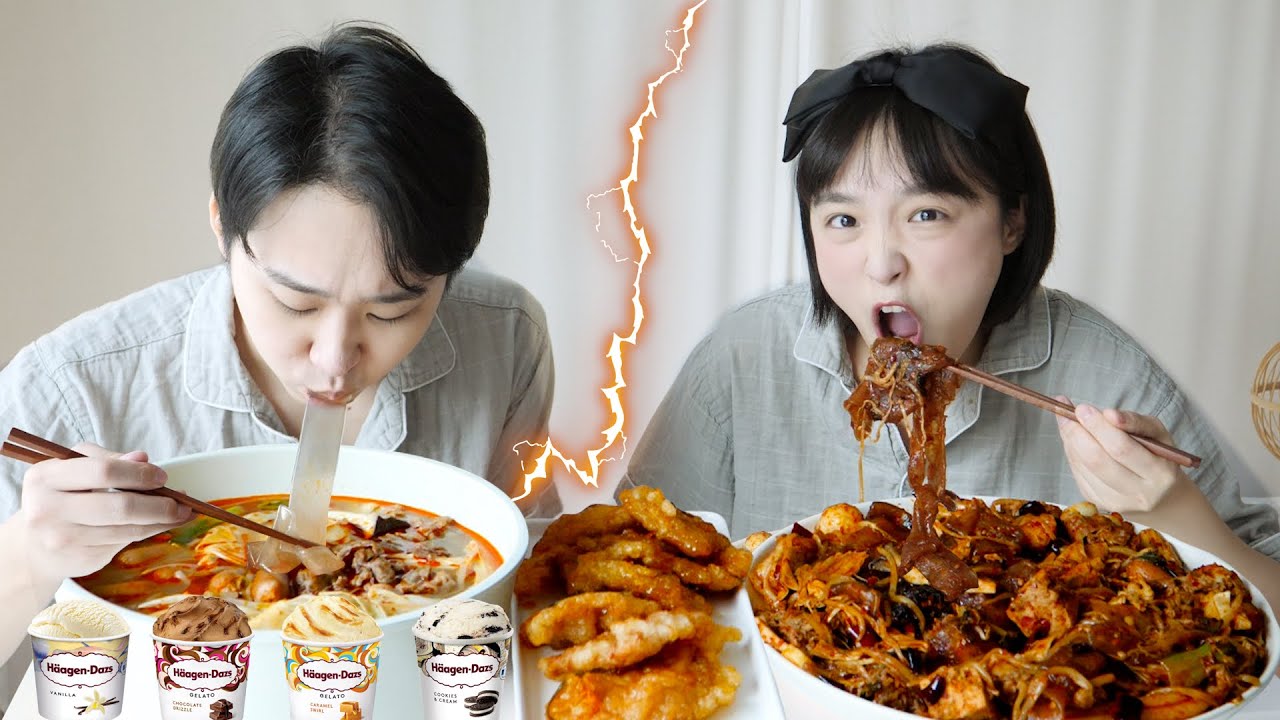 [반반먹방] 마라탕 vs 마라샹궈 먹방! 그리고 꿔바로우💛이거 다 먹고 아이스크림 먹으면 리얼 천국을 경험하실 수 있어요🥺