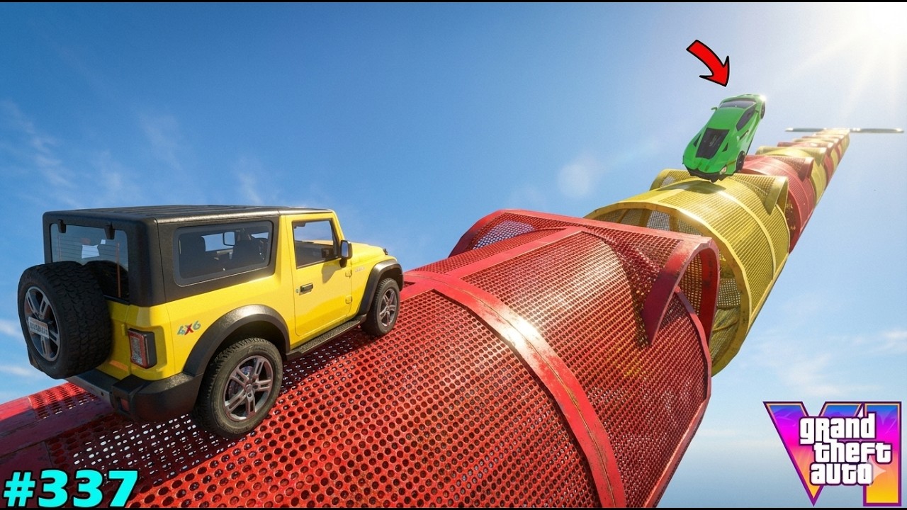 GTA5 : How Franklin & Shinchan Survive Most Difficult Pipes Jump Challenge | Mega Ramp Challenge