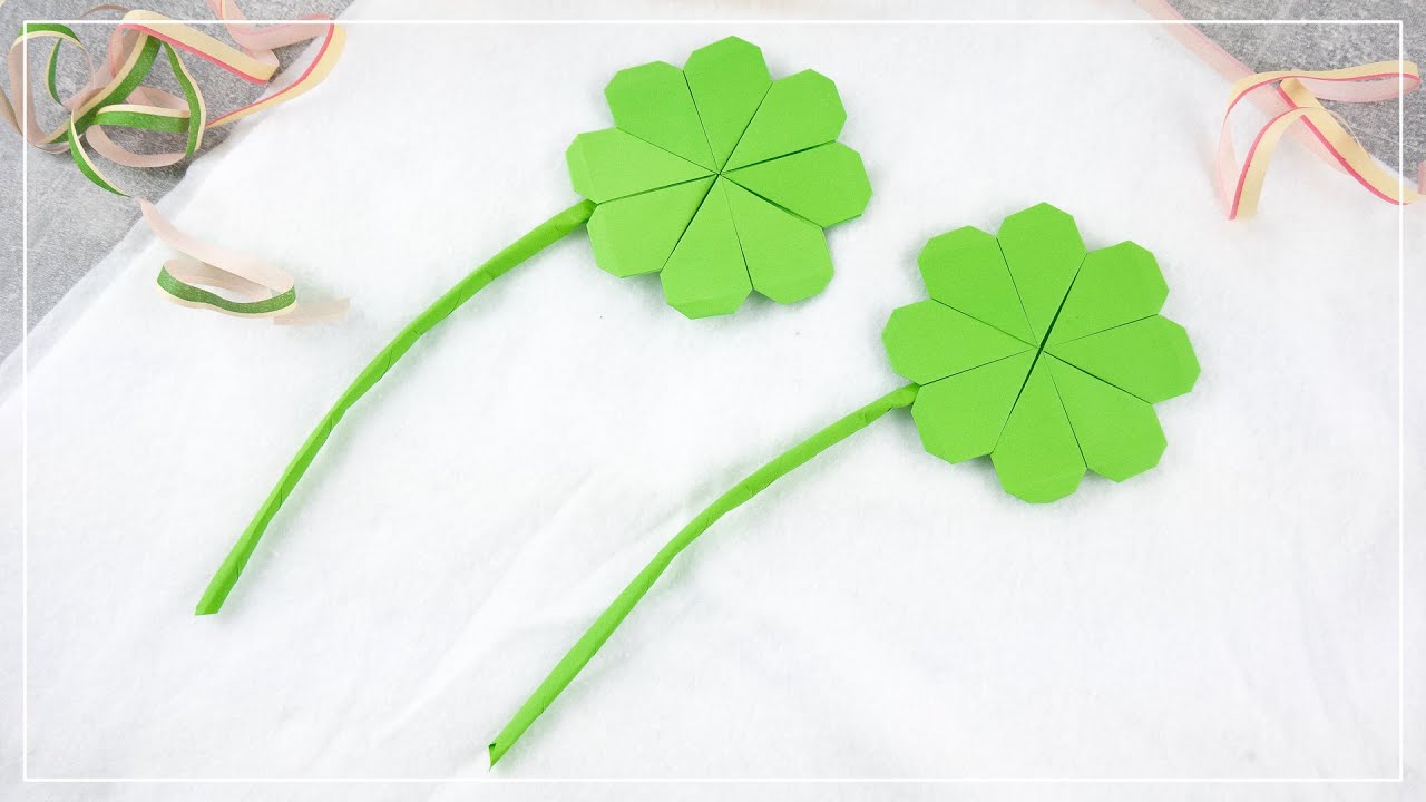 Origami Kleeblatt basteln | Silvester DIY aus Papier