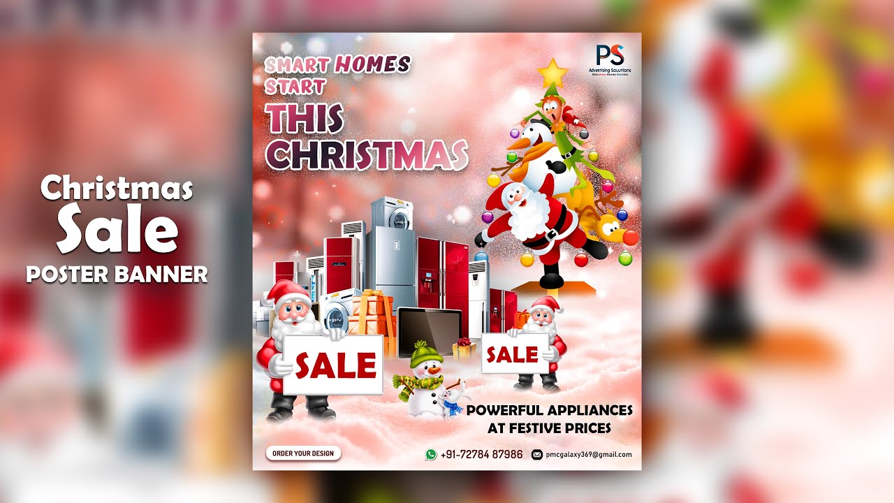 Christmas Sale Banner Design | Christmas Sale Poster Design | Sale Poster Banner Design | Photoshop
