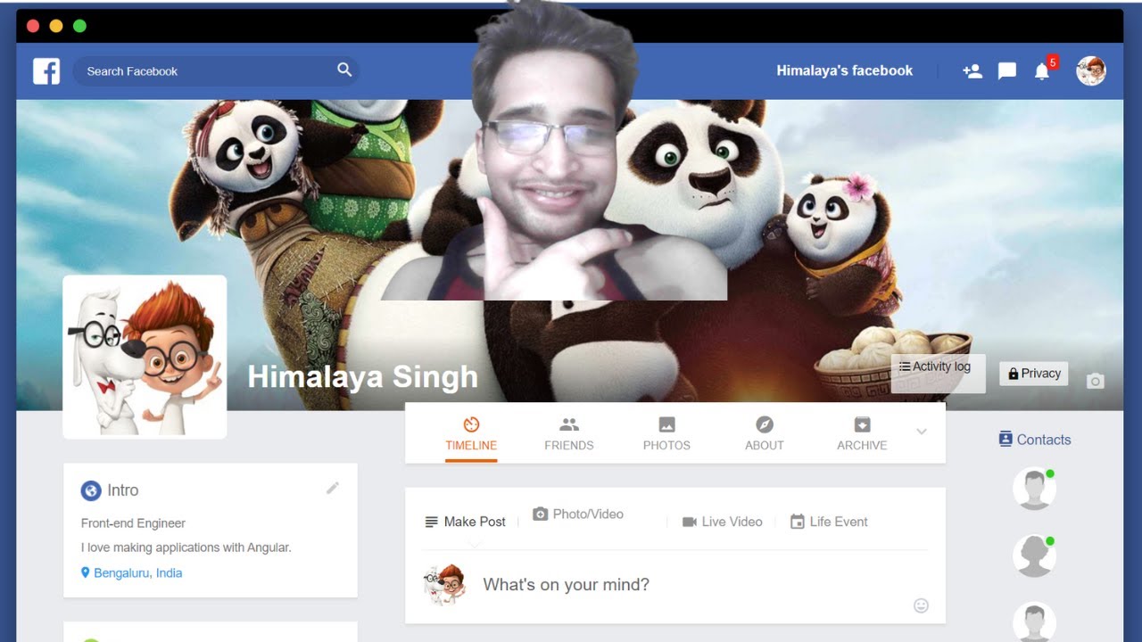 Build a Facebook User Profile,Timeline & Dashboard Responsive Page UI Clone in HTML5 & CSS3