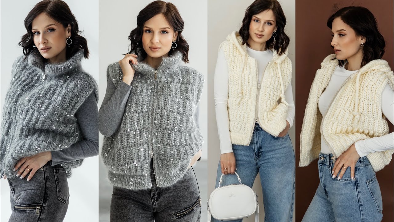 Шикарный жилет спицами по мастер-классу My_perfect_vest. 2 варианта: с капюшоном или с воротником.