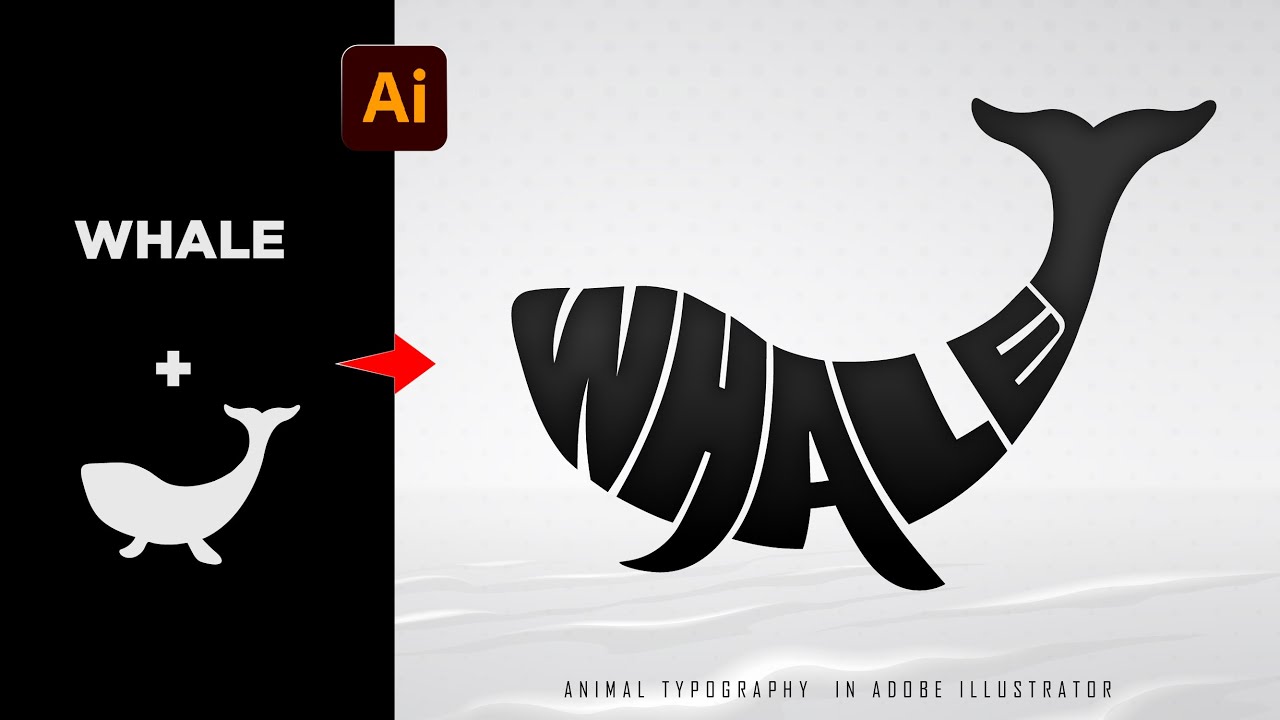 Деформация текста в пользовательскую форму в Adobe Illustrator | Типографика китов | Adobe Illust...