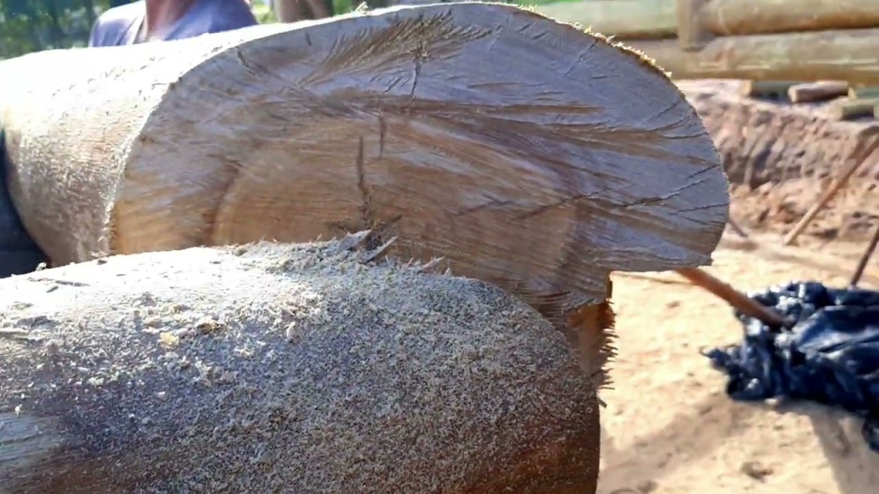 Como fazer ajuste de madeira roliça em angulo de 45 graus, eucalipto tratado