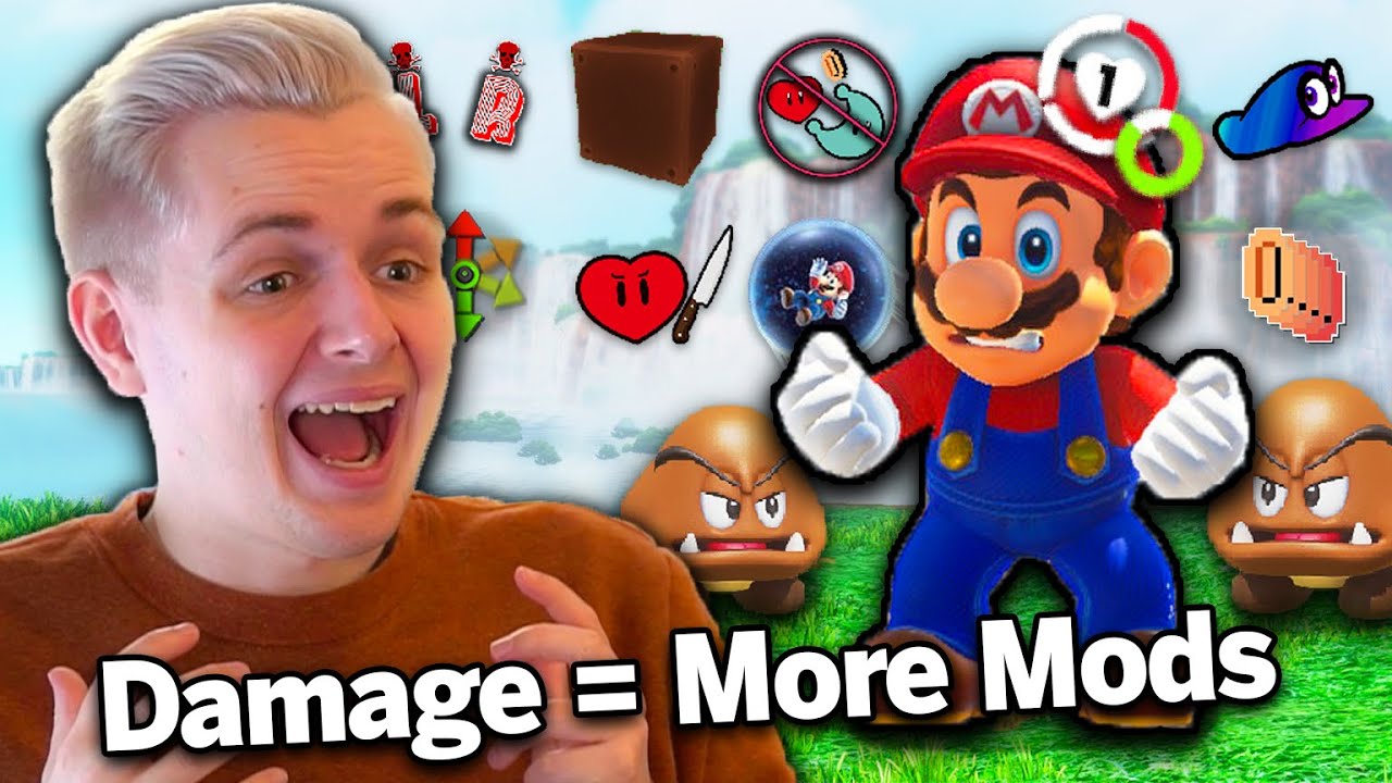 Mario Odyssey but if I take damage, I add more mods
