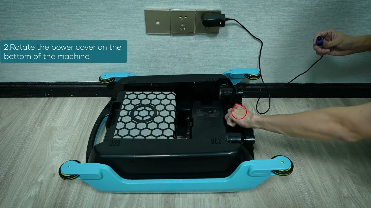 How to use a charger to charge a SR5 cordless automatic pool skimmer