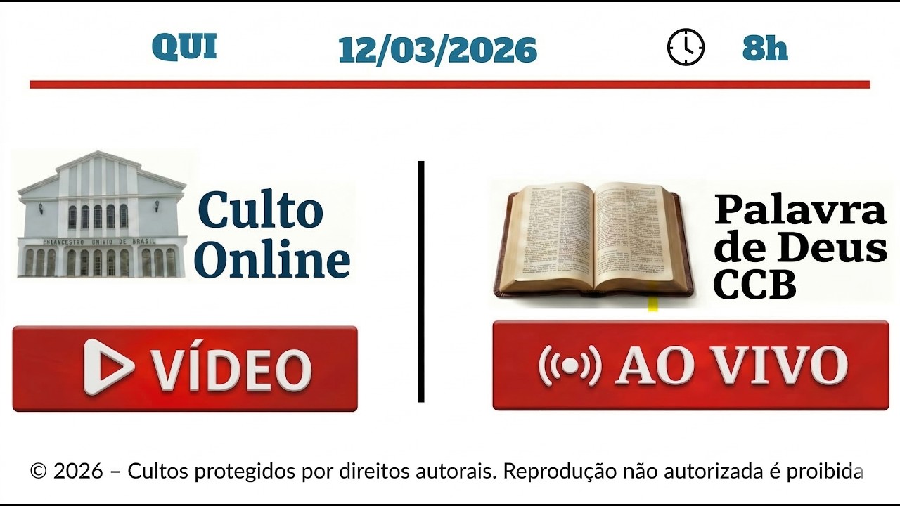 SANTO CULTO CCB HOJE | ISAÍAS 28 | DEUS É PEDRA DE FUNDAÇÃO | QUI - 12/12/2026