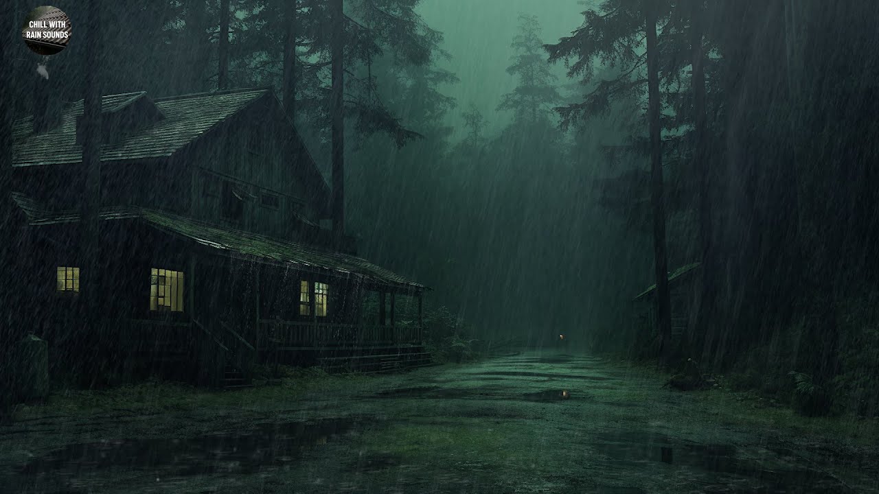 Dark Forest Rainstorm at Night | Strong Rainfall Ambience for Relaxation, Study and Deep Sleep