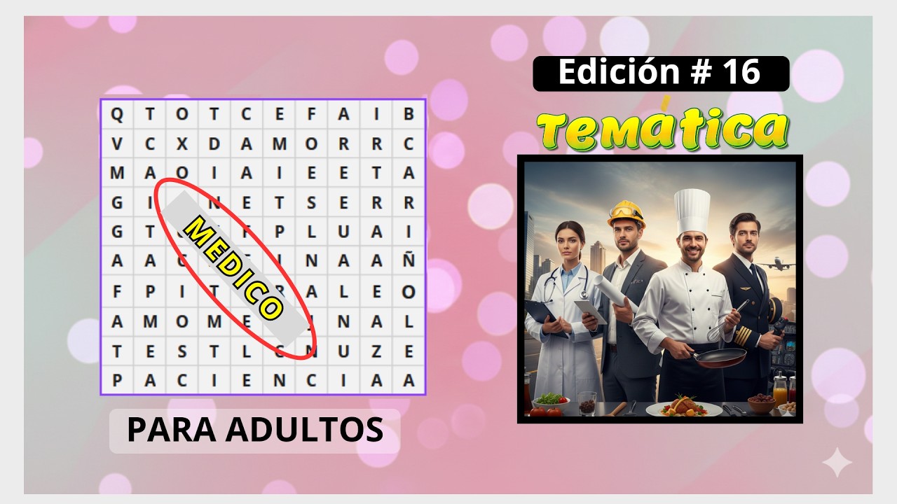 Sopa de Letras de Profesiones – Reto Visual para Adultos 🧠🔍