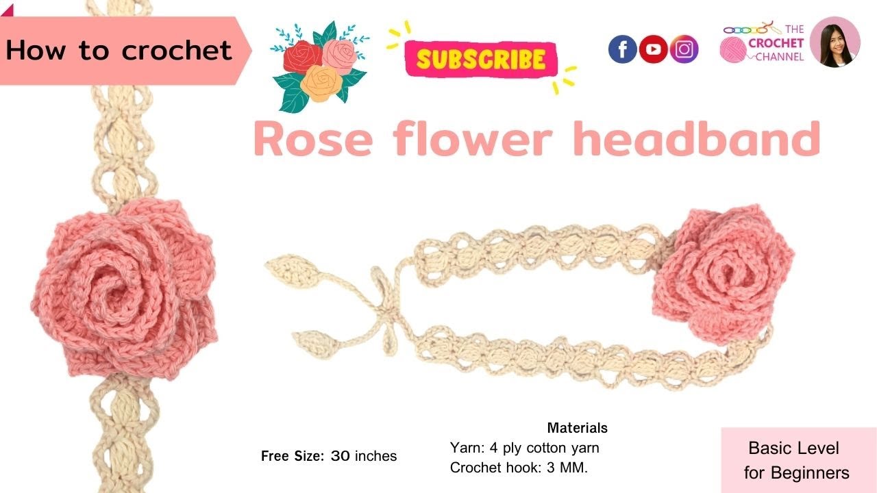 How to crochet rose flower headband/Lovely DIY projects for mom