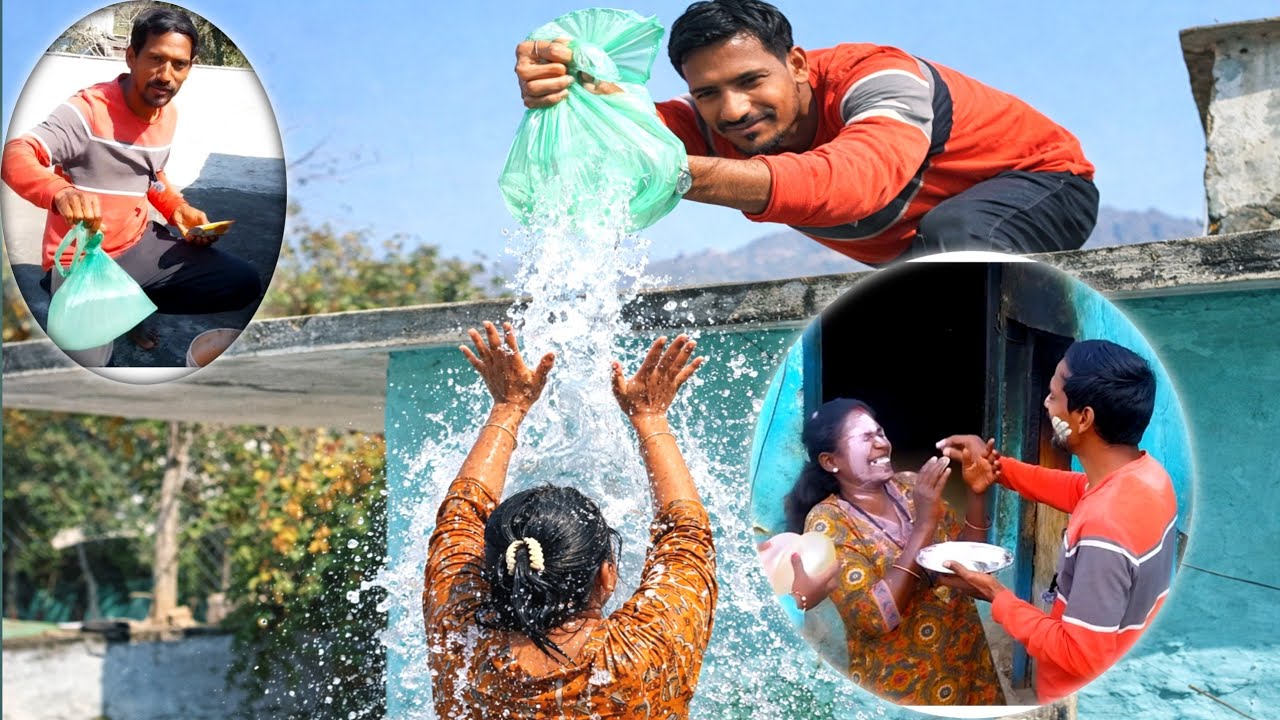 Chhat Se Bayko Par Surprise Attack 😂💦 | बच्चो की प्लानिंग | Pahadi Marathi Couple 