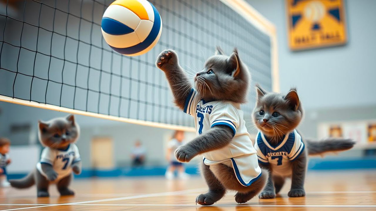 Забавные милые британские котята играют в волейбол!!! Самые смешные видео с кошками 2022 года!