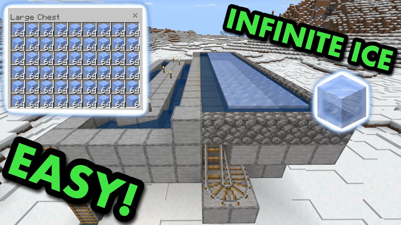 SIMPLE AUTOMATIC ICE FARM TUTORIAL in Minecraft Bedrock (MCPE/Xbox/PS4/Switch/Windows10)