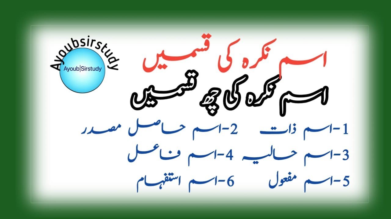 Isam nakra ki qismein || urdu grammar || isam nakra ki 6 qismein 