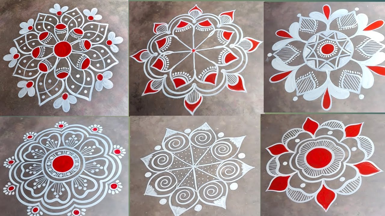 6 different types of alpona design/ 6 different types of rangoli design / 6 unique Rangoli designs 