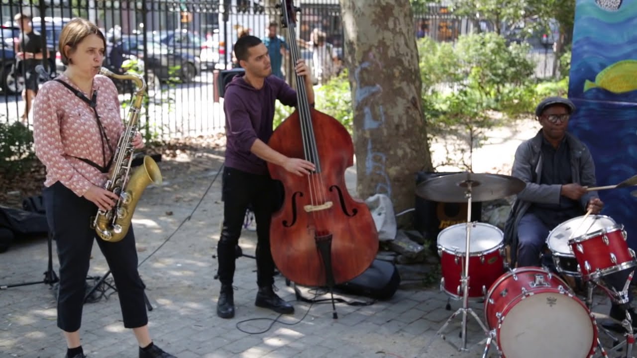 Ingrid Laubrock, Brandon Lopez, Francisco Mela - at First St Green / Arts for Art - Sept 30 2018