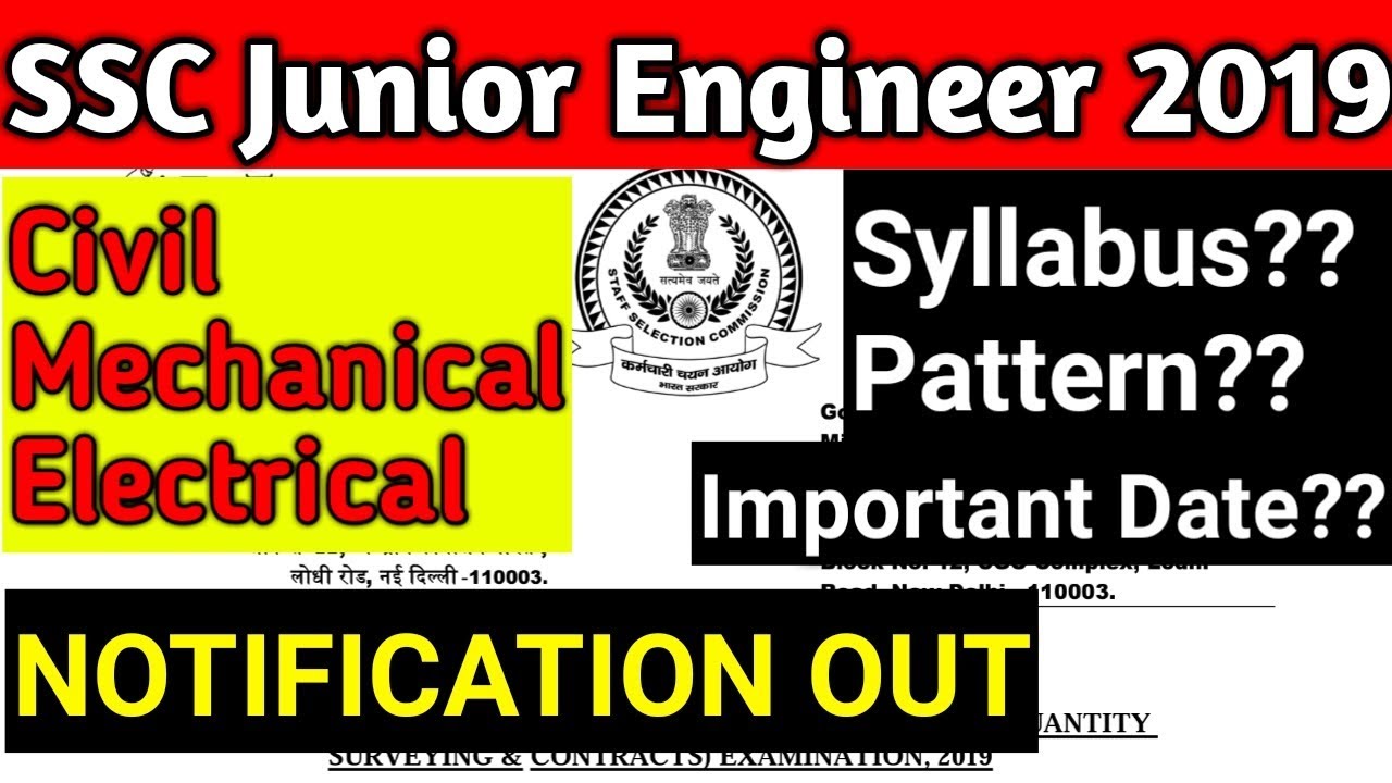SSC JE 2019 Official Notification Out | Syllabus?? | Pattern?? | Complete Information