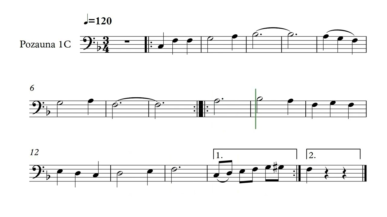 Mala som, mala som - Pozauna - Hudobný doprovod s notami - Brass Music Academy 2022