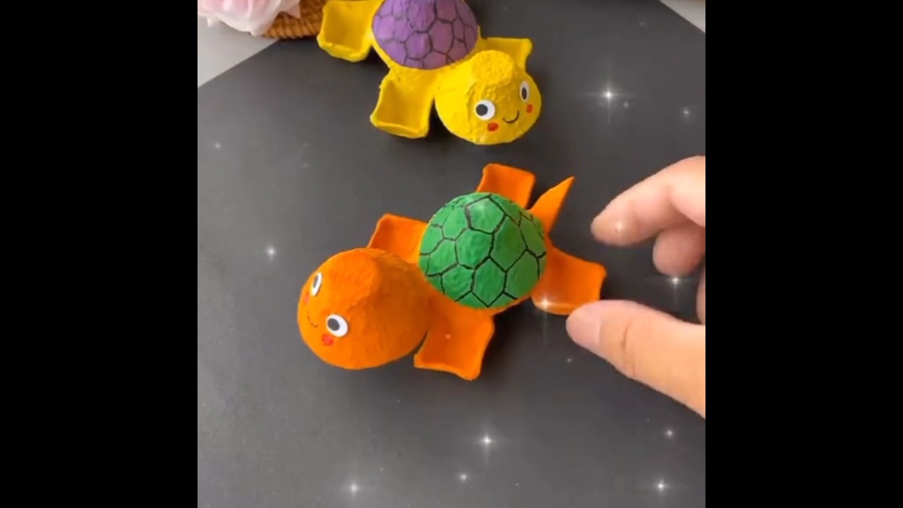 Make A wonderful turtle 🐢 with eggs Tray 📤😍 #youtubeshorts #gadget #viral #shorts