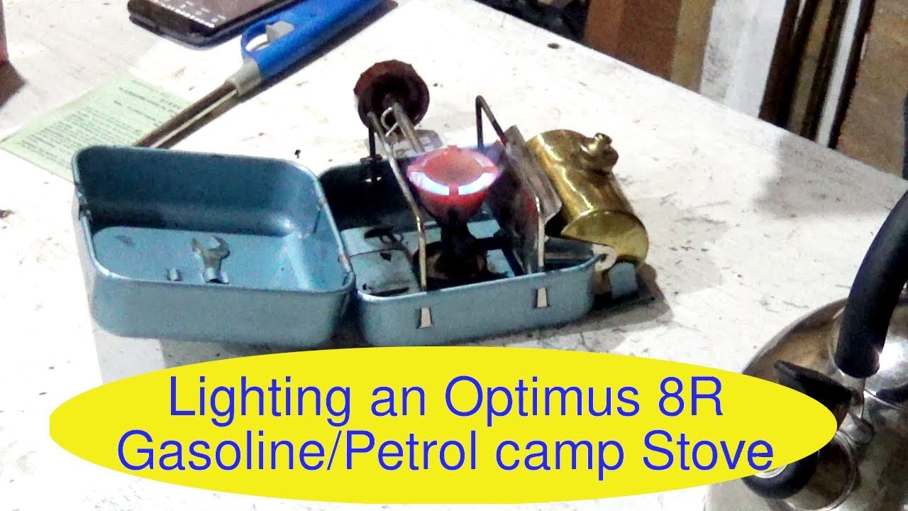 Lighting an Optimus 8R petrol gasoline camping stove