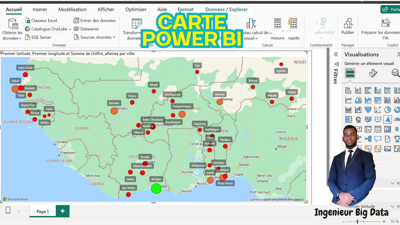 Créer une carte dynamique dans Power BI | Ventes Pharmacies UEMOA (Couleurs & Règles)