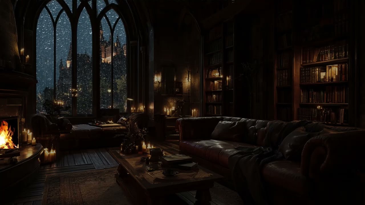 Gentle Hearthlight Therapy for Inner Calm | Medieval Stone Courtyard Beneath Silent Midnight Sky