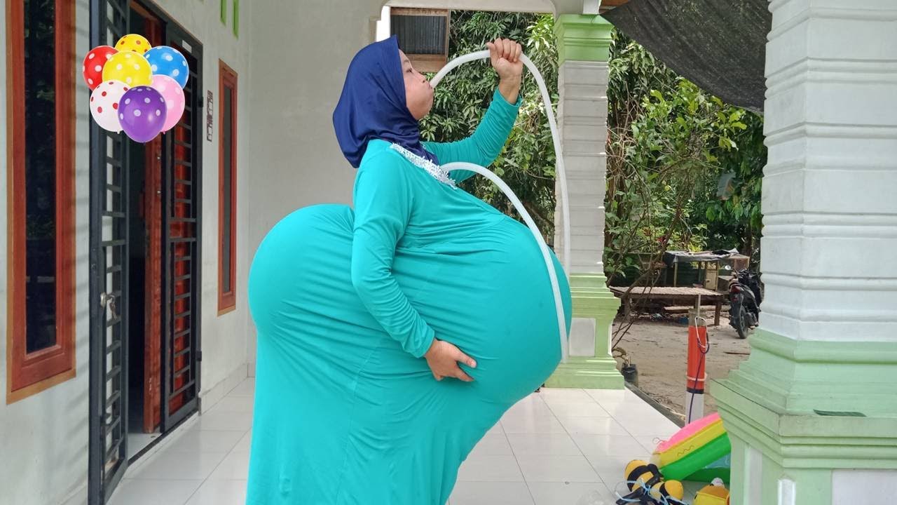 Drama Dinda..!! Mama niup balon di perut dan di punggung sampai membesar