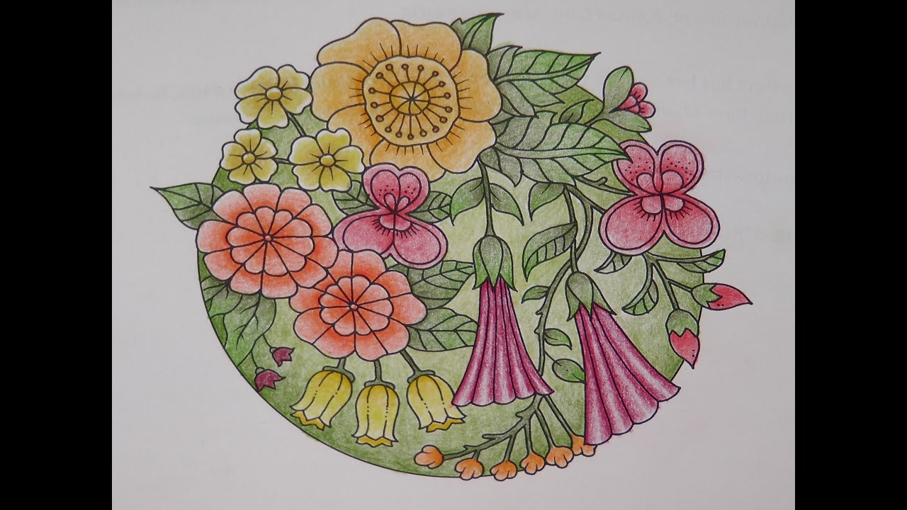 Adult Colouring Tutorial Flower Circle - from Johanna Basford 2021 Weekly Planner